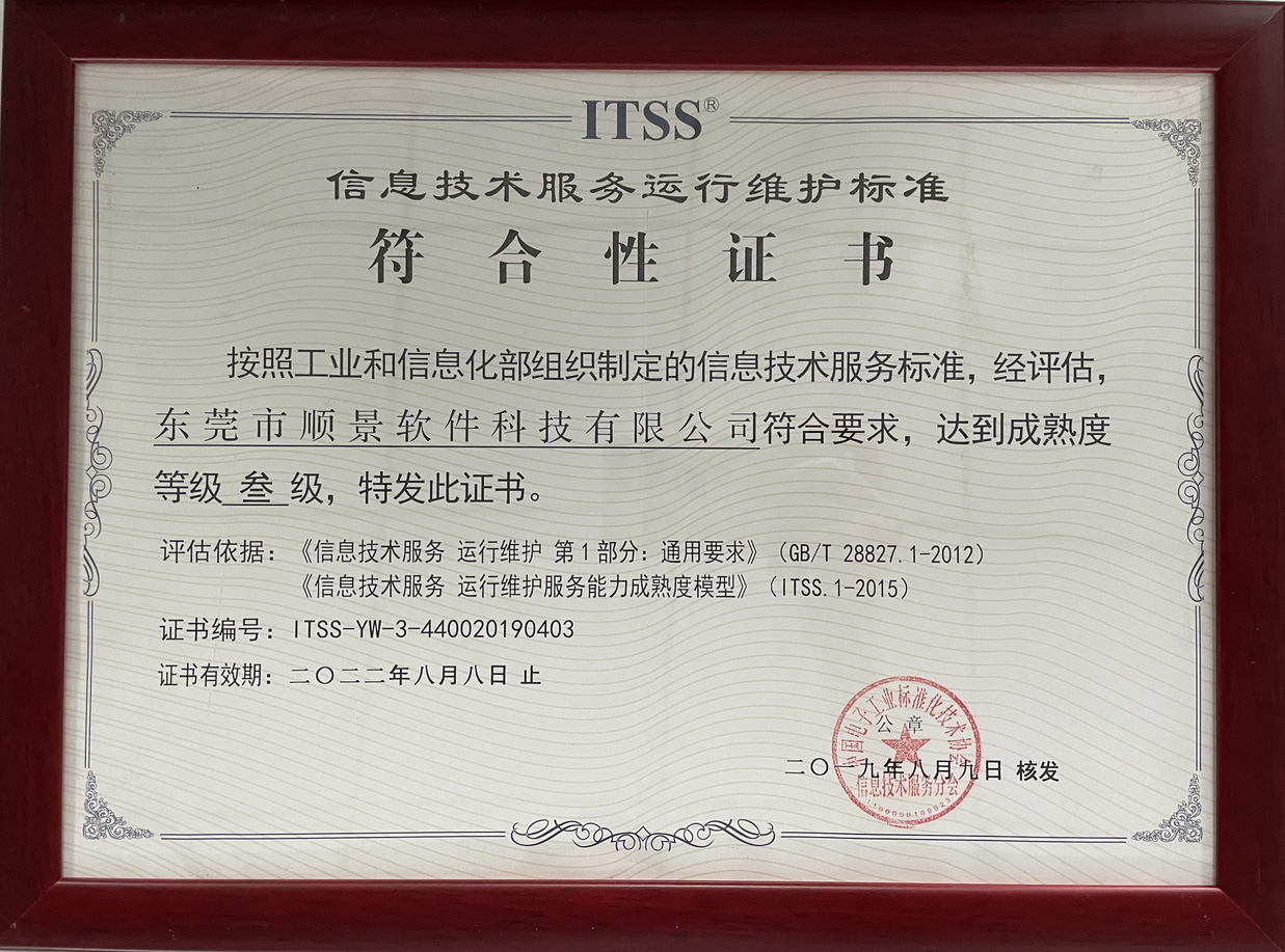 信息技术开云·官方版在线入口-开云（中国）
运行维护标准符合性证书